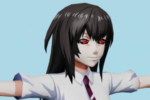 Uruka Minami Tokyo-Ghoul, girl, female, woman, people, human, xna, characters, rigged